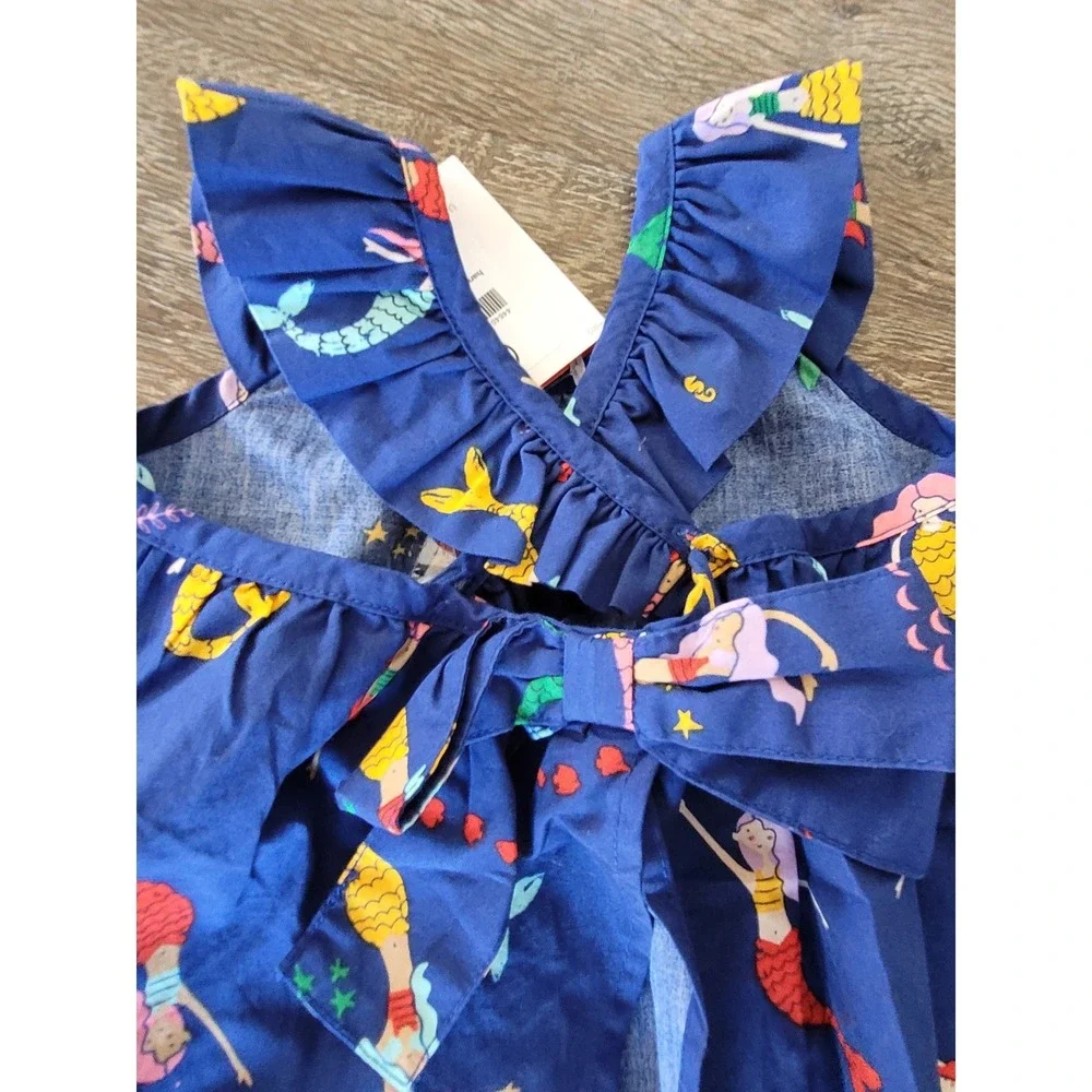 Hanna Andersson Baby Girl Mermaid Print Top and Bloomers Set Blue 6-12 Months #9